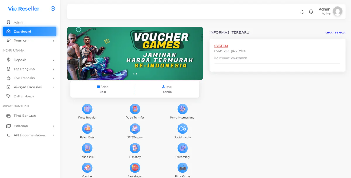 Web Reseller (Game, PPOB & SMM Panel) Seperti Vip Reseller
